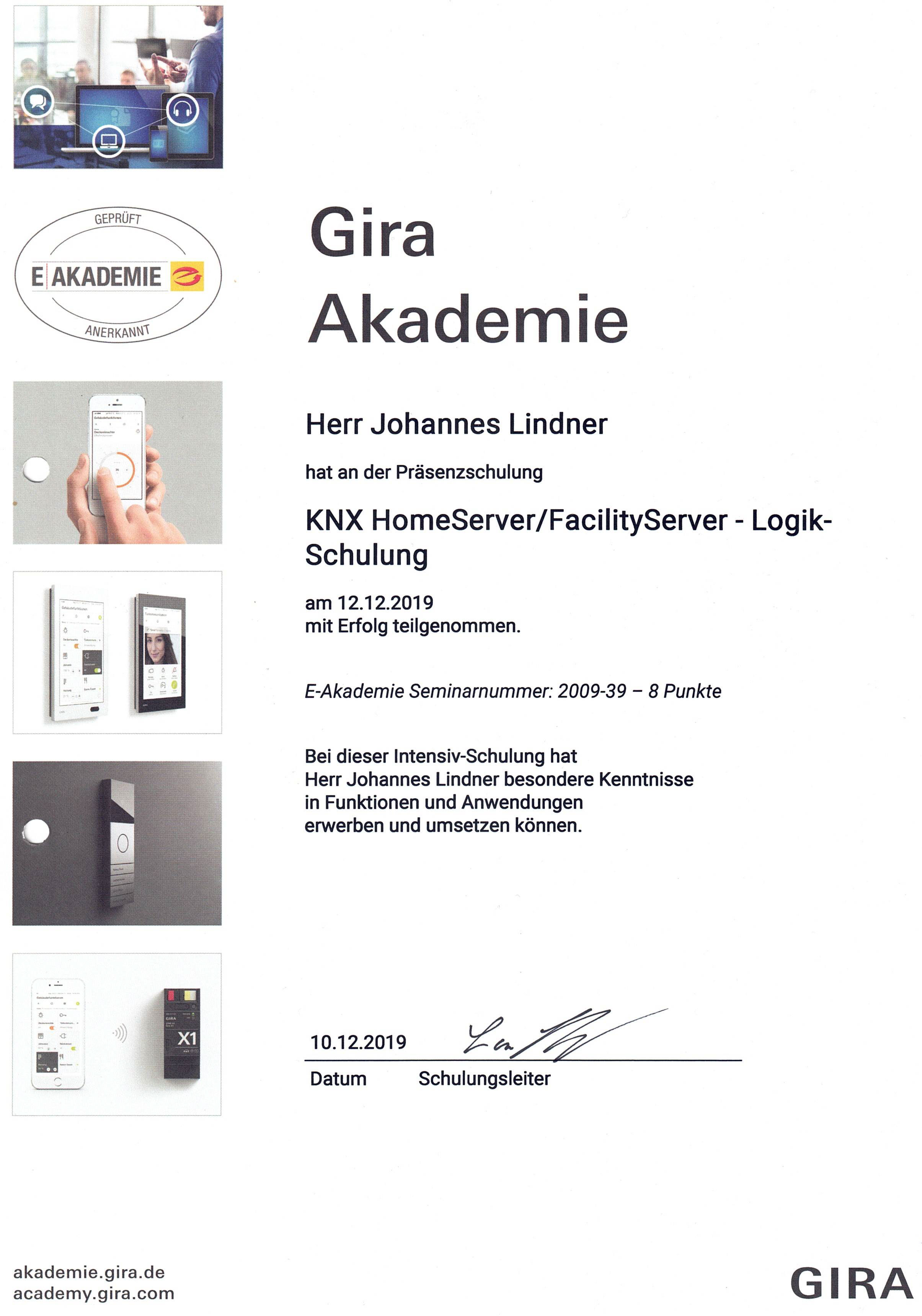 Gira Homeserver Logik-Schulung